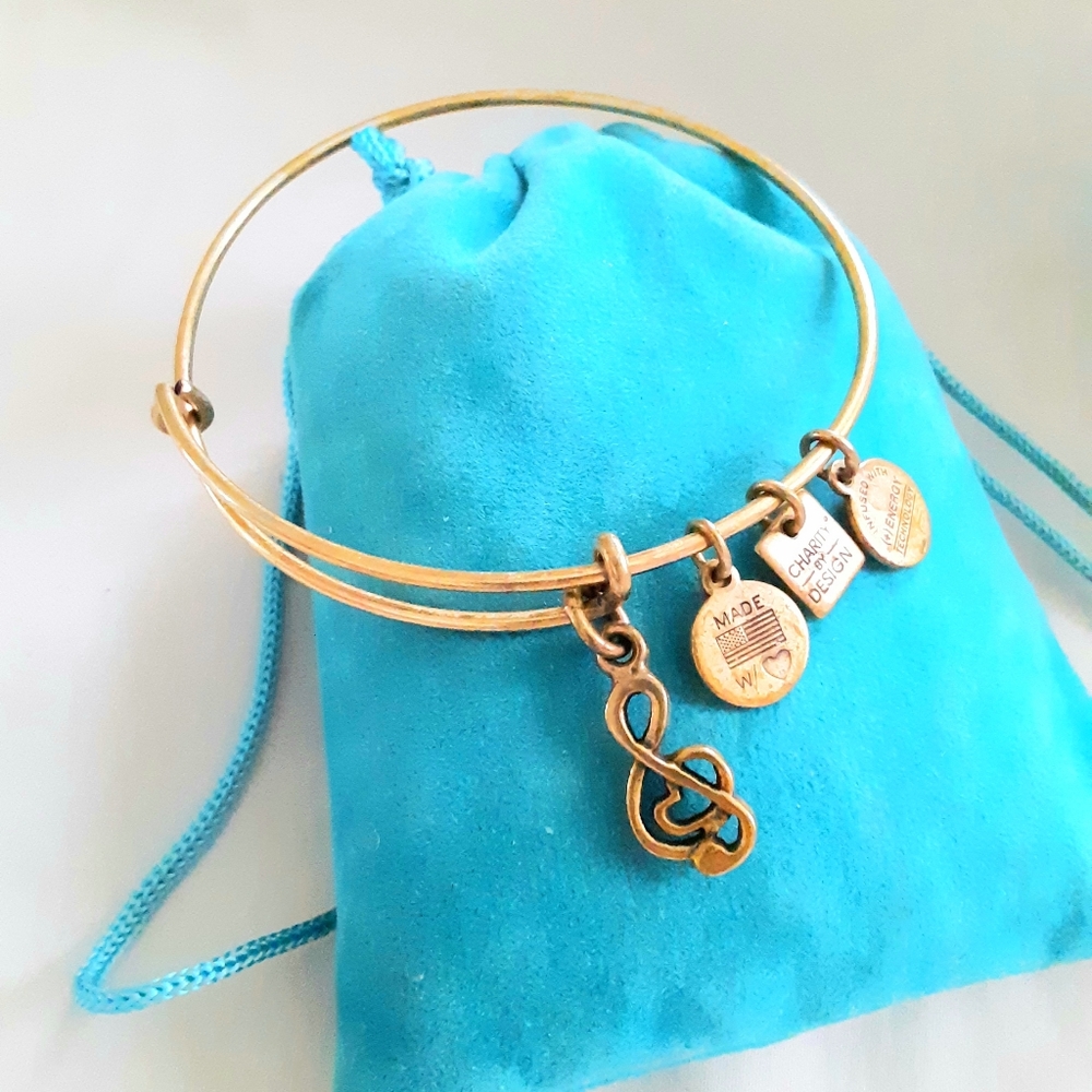 Alex & Ani Gold MUSIC NOTE CLEFT Charm Bracelet
